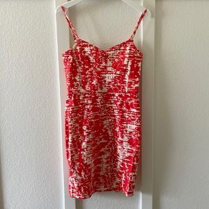 Aqua Bright Orange Patterned Fitted Dress